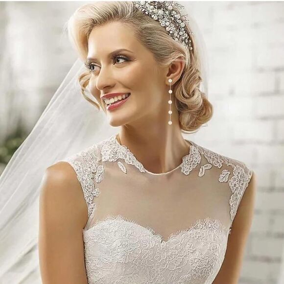 Sterling Silver Pearl Freshwater Pearl Drop Dainty Boho Real Pearl Prom Earrings - Picture 2 of 6